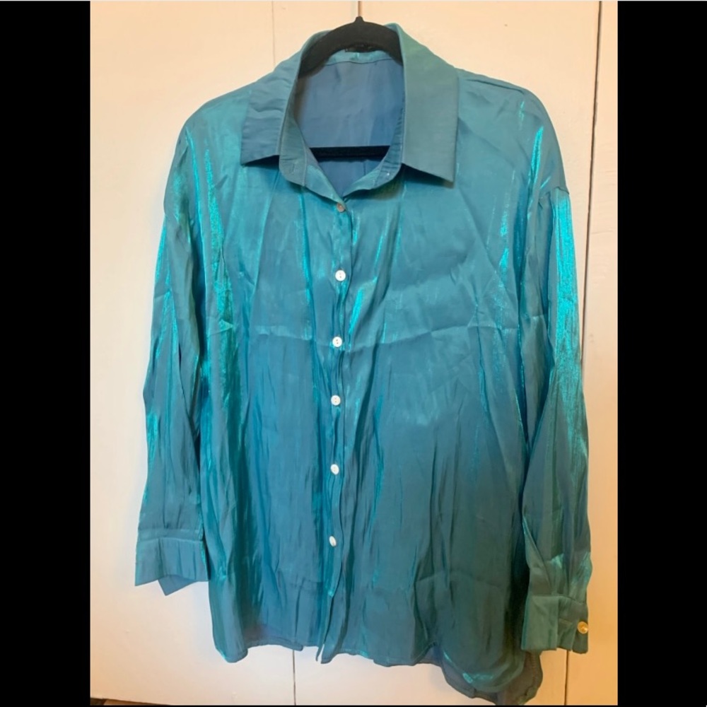 Metallic blue blouse